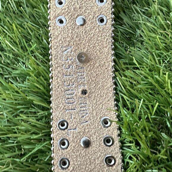 Blazin Roxx Bling Black Leather Belt Large Buckle Rhinestones Womans Size Large - Picture 5 of 11